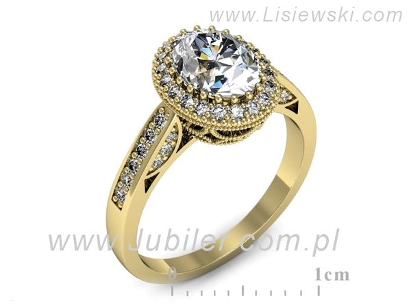 Złoty Pierścionek z diamentami żółte złoto proba 585 - p16595z- 1