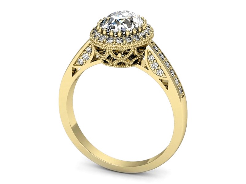 Złoty pierścionek z diamentami żółte złoto - p16595z — zdjęcie 3