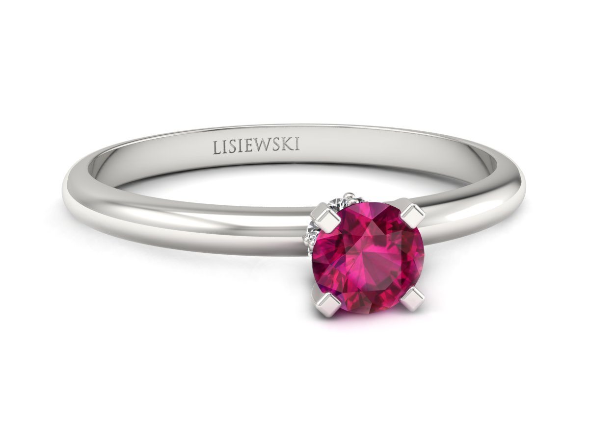 Pierścionek z rubinem i brylantami białe złoto - p16596br — zdjęcie 3