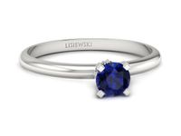 Pierścionek z szafirem i brylantami z białego złota 585 - p16596bsz- 3