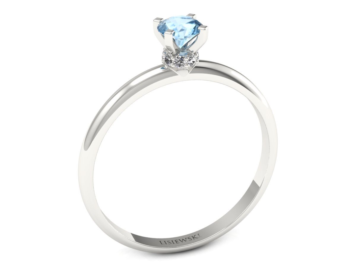 Pierścionek z topazem i brylantami białe złoto - p16596btp — zdjęcie 2