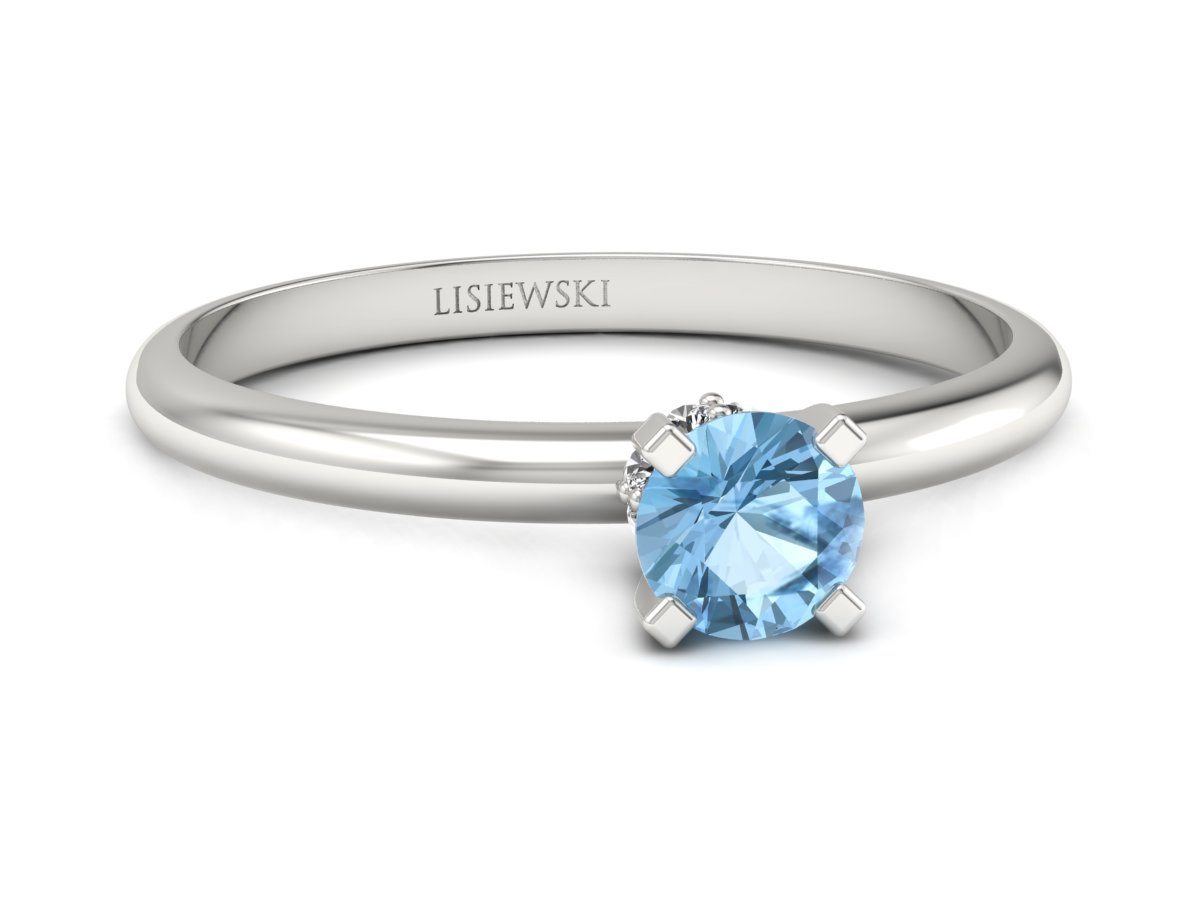 Pierścionek z topazem i brylantami białe złoto - p16596btp — zdjęcie 3