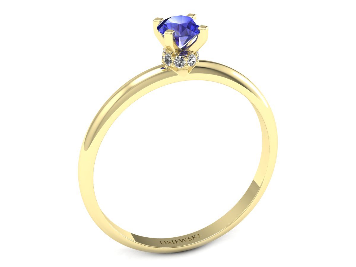 Złoty pierścionek z szafirem i brylantami - p16596zszc — zdjęcie 2