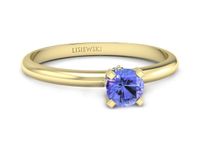 Pierścionek z tanzanitem i brylantami żółte złoto - p16596zt- 3