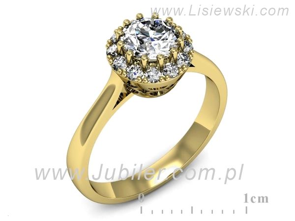 Złoty Pierścionek z brylantami złoto próby 585 żółte złoto - p16597z- 1