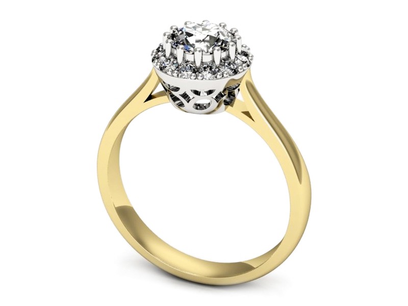 Pierścionek z diamentami żółte i białe złoto - p16597zb — zdjęcie 3