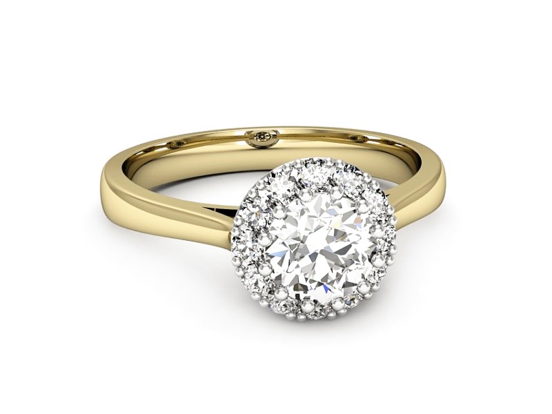 Pierścionek z diamentami żółte i białe złoto - p16597zb — zdjęcie 2