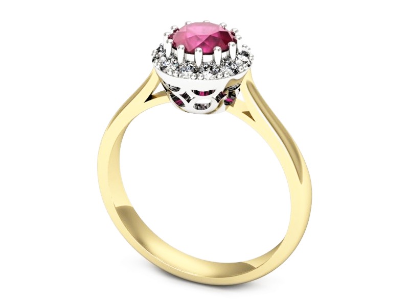 Pierścionek z rubinem i diamentami - p16597zbr — zdjęcie 3