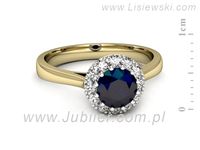 Pierścionek z szafirem i diamentami z żółtego i białego złota - p16597zbsz- 2