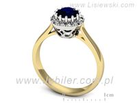Pierścionek z szafirem i diamentami z żółtego i białego złota - p16597zbsz- 3