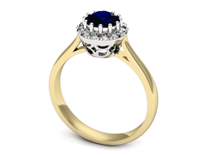 Pierścionek z szafirem i diamentami - p16597zbsz — zdjęcie 3