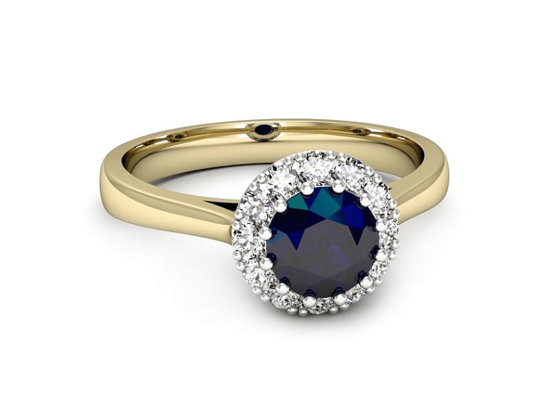 Pierścionek z szafirem i diamentami - p16597zbsz — zdjęcie 2