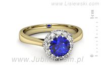 Pierścionek z szafirem i diamentami z żółtego i białego złota - p16597zbszc- 2