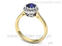 Pierścionek z szafirem i diamentami z żółtego i białego złota - p16597zbszc- 3