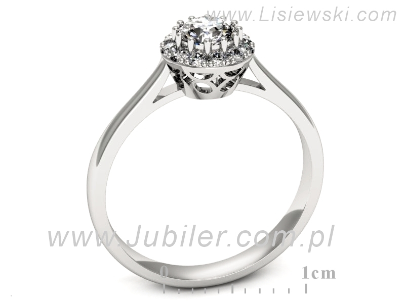 Złoty pierścionek z brylantem białe złoto - p16598b — zdjęcie 3