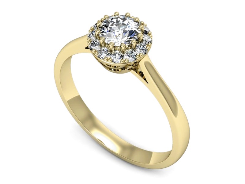 Złoty pierścionek z brylantami żółte złoto - p16598z