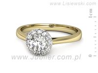 Pierścionek z diamentami żółte i białe złoto próba 585 - p16598zb- 2