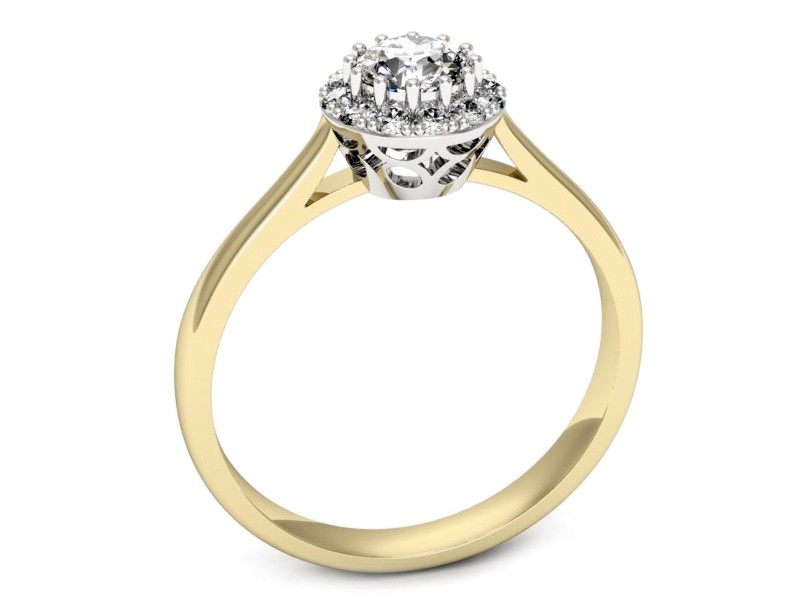 Pierścionek z diamentami żółte i białe złoto - p16598zb — zdjęcie 3
