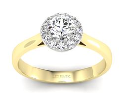 Pierścionek z diamentami żółte i białe złoto - p16598zb
