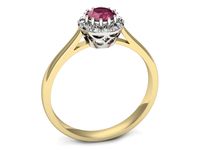 Pierścionek z rubinem i diamentami w żółtym i białym złocie - p16598zbr- 3