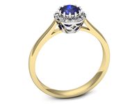 Pierścionek z szafirem i diamentami z żółtego i białego złota - p16598zbszc- 3