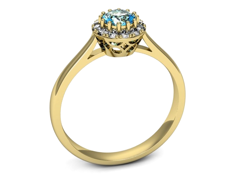 Pierścionek z topazem i brylantami żółte złoto - p16598ztp — zdjęcie 3