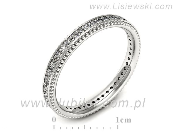 Pierscionek Obrączka z brylantami białe złoto próba 585 - p16599b- 1