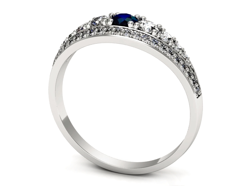 Pierścionek z szafirem i brylantami białe złoto - p16601bsz — zdjęcie 3