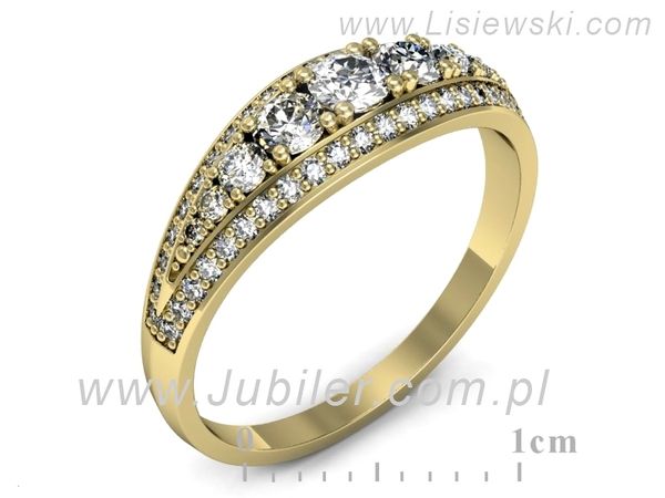 Złoty Pierścionek z brylantami złoto próby 585 żółte złoto - p16601z- 1