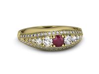 Złoty pierścionek z rubinem i brylantami złoto proba 585 - p16601zr- 3