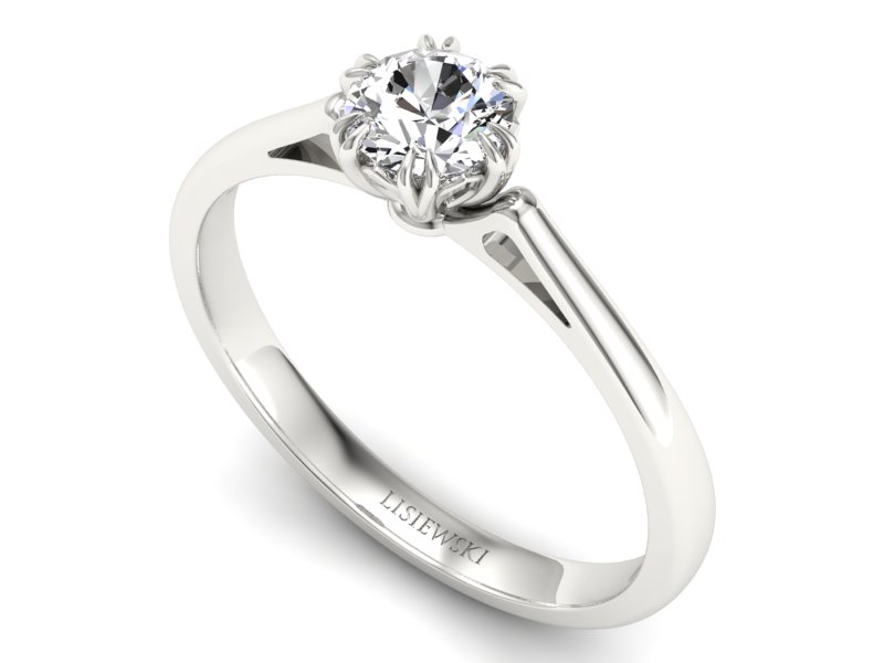 Złoty pierścionek z brylantem białe złoto - p16603b — zdjęcie 3