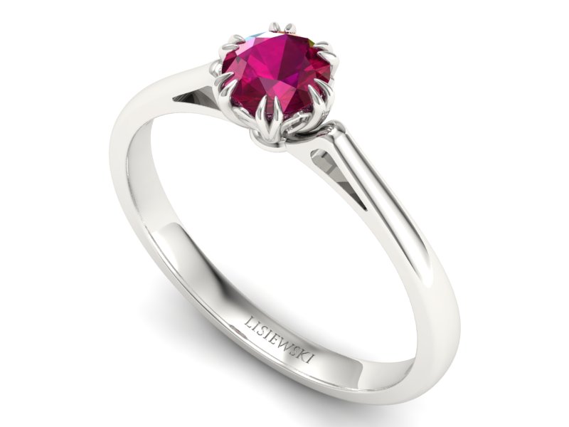 Złoty pierścionek z rubinem białe złoto - p16603br — zdjęcie 3