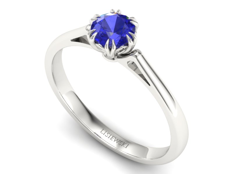 Złoty pierścionek z szafirem białe złoto - p16603bszc — zdjęcie 3