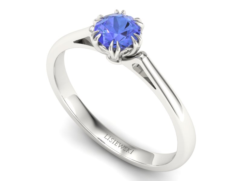 Złoty pierścionek z tanzanitem białe złoto - p16603bt — zdjęcie 3