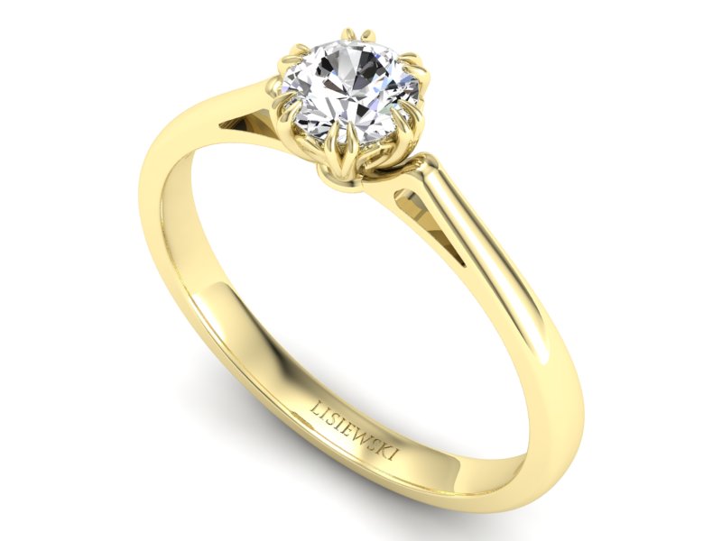 Złoty pierścionek z brylantem żółte złoto - p16603z — zdjęcie 3