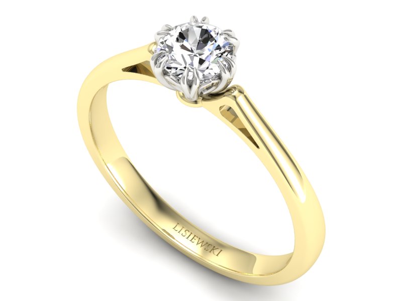 Pierścionek z diamentem żółte i białe złoto - p16603zb — zdjęcie 3