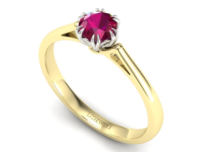 Pierścionek z rubinem żółte białe złoto - p16603zbr — zdjęcie 3