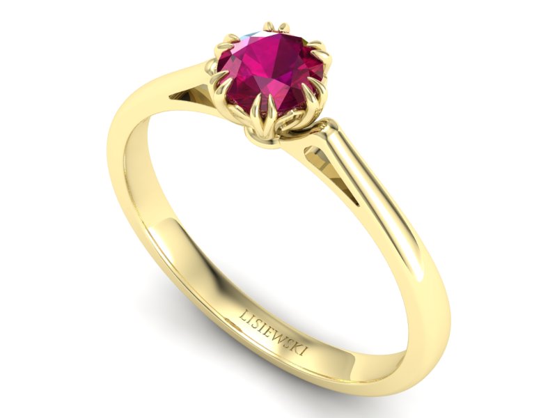 Złoty pierścionek z rubinem żółte złoto - p16603zr — zdjęcie 3