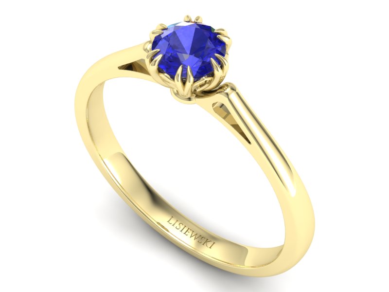 Złoty pierścionek z szafirem żółte złoto szafir - p16603zszc — zdjęcie 3