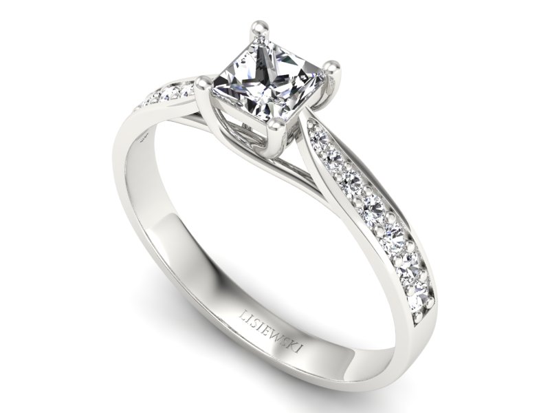 Złoty pierścionek z diamentami białe złoto - p16604b — zdjęcie 3