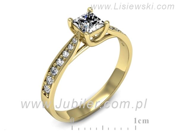 Złoty Pierścionek z diamentami żółte złoto proba 585 - p16604z- 1