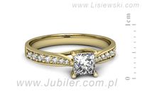 Złoty Pierścionek z diamentami żółte złoto proba 585 - p16604z- 2