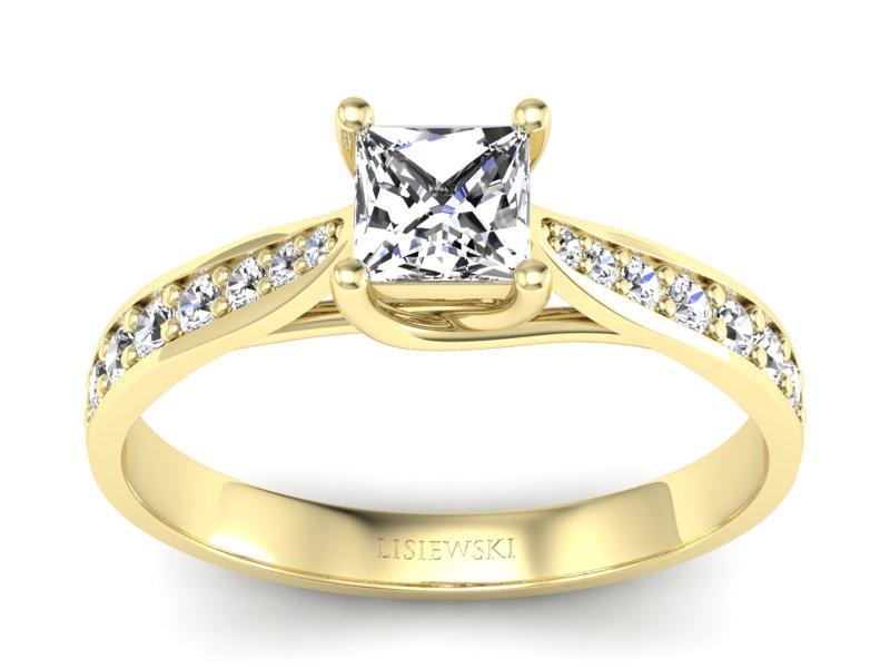 Złoty pierścionek z diamentami żółte złoto - p16604z