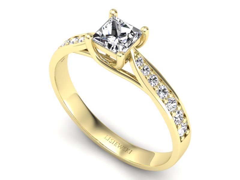 Złoty pierścionek z diamentami żółte złoto - p16604z — zdjęcie 3