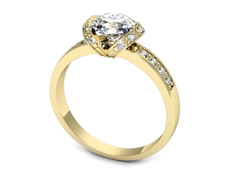 Złoty pierścionek z brylantami żółte złoto - p16605z — zdjęcie 3