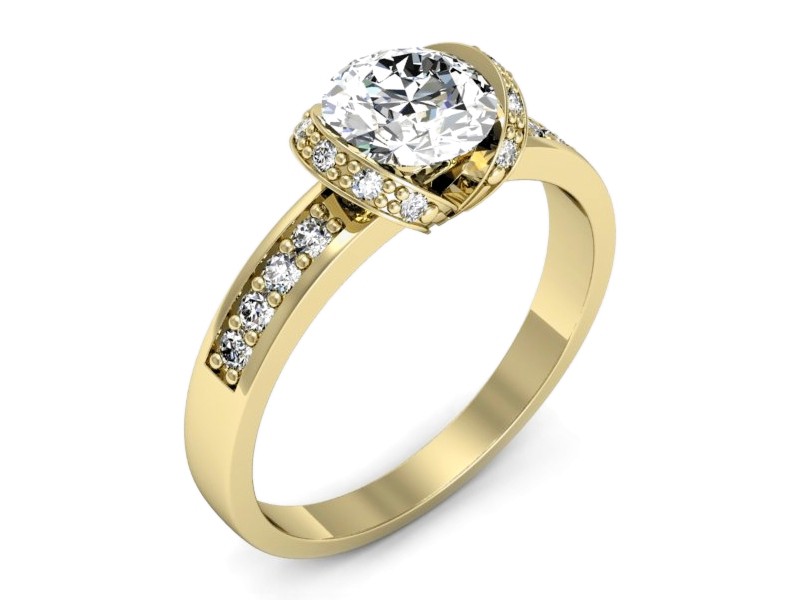 Złoty pierścionek z brylantami żółte złoto - p16605z