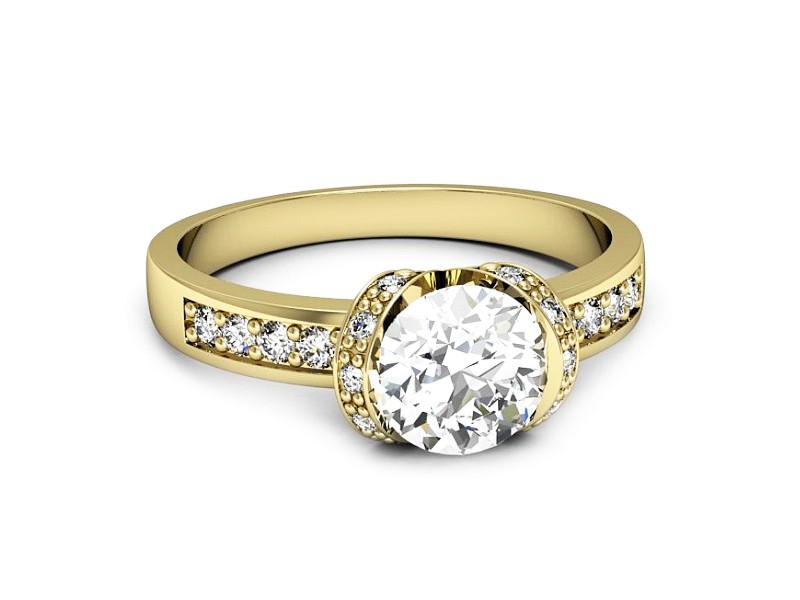 Złoty pierścionek z brylantami żółte złoto - p16605z — zdjęcie 2