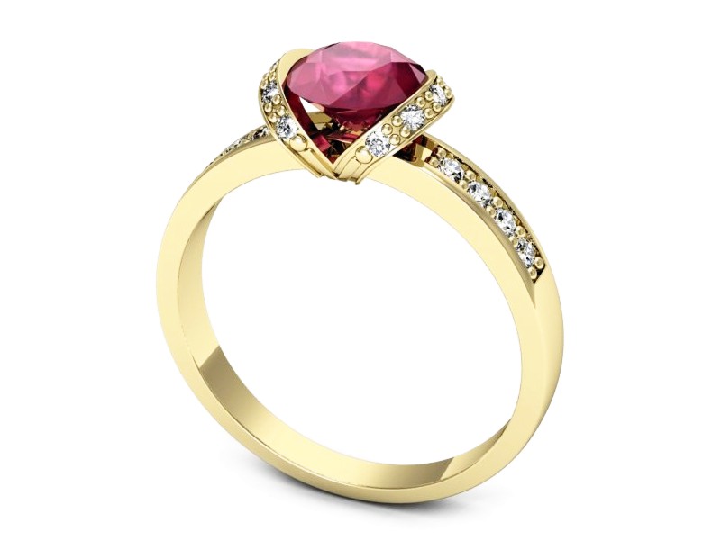 Pierścionek z rubinem i brylantami - p16605zr — zdjęcie 3
