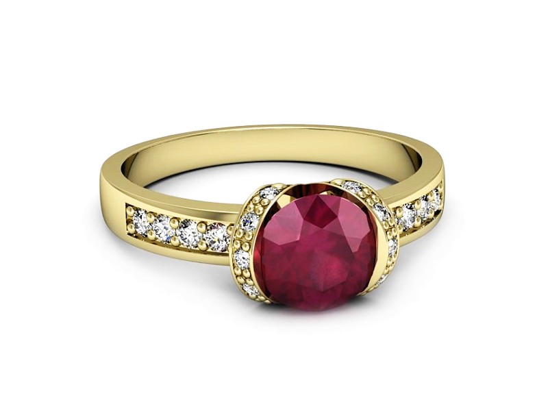 Pierścionek z rubinem i brylantami - p16605zr — zdjęcie 2