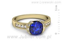 Złoty pierścionek z szafirem i diamentami złoto proba 585 - p16605zszc- 2